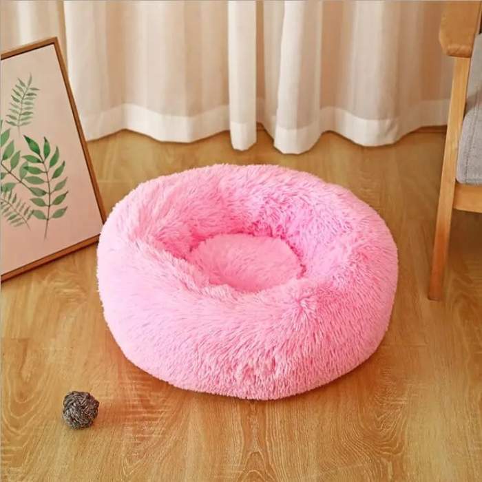 Round Plush Pet Bed House Super Premium Soft and Warm For Pets
