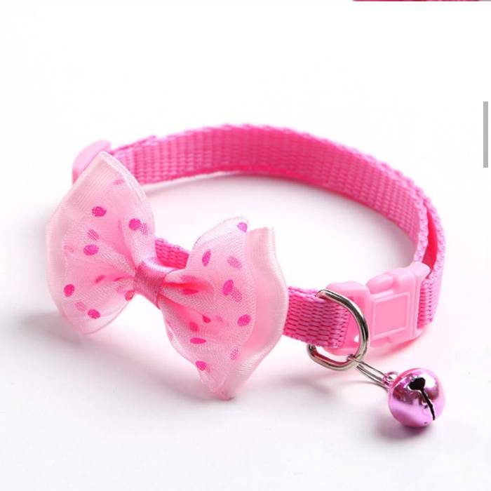 Bow Collar with Bell Cat Pet Adjustable Collar