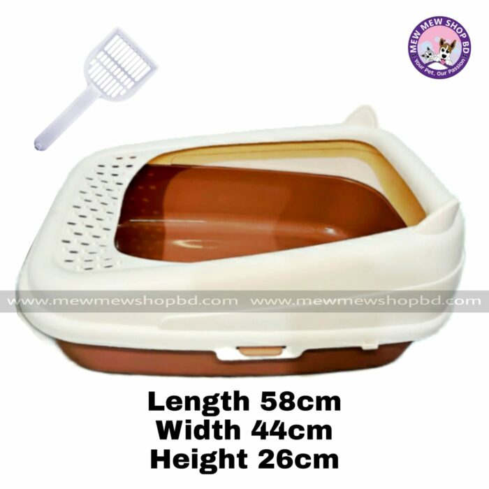 Cat Ear Semi Enclosed Premium Litter Box with Scoop