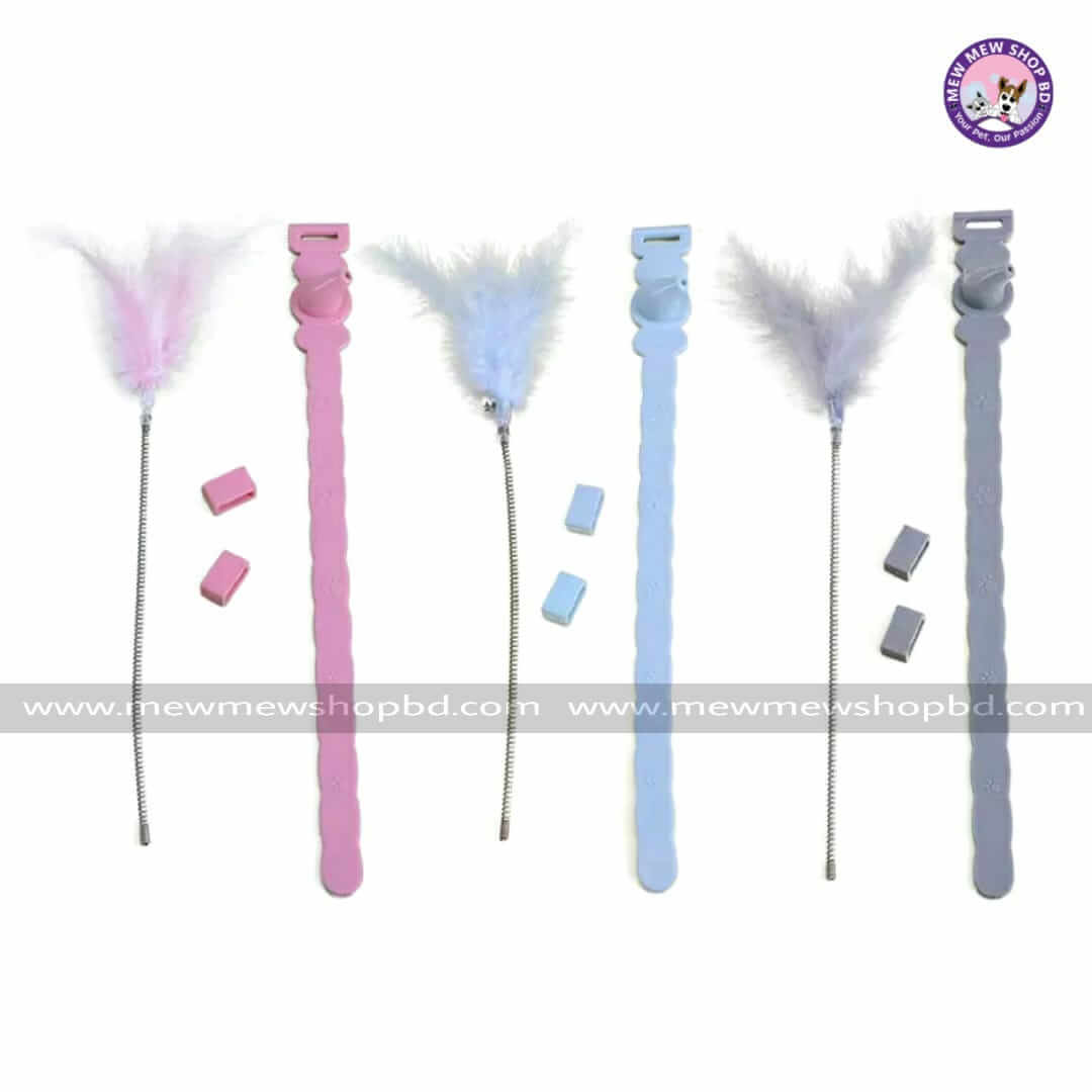 Spring Teaser  Interactive Feather Toy with Collar for Cat