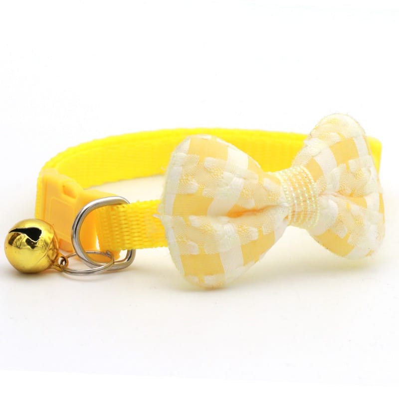 Check Printed Adjustable Pet Cat Bow Collar