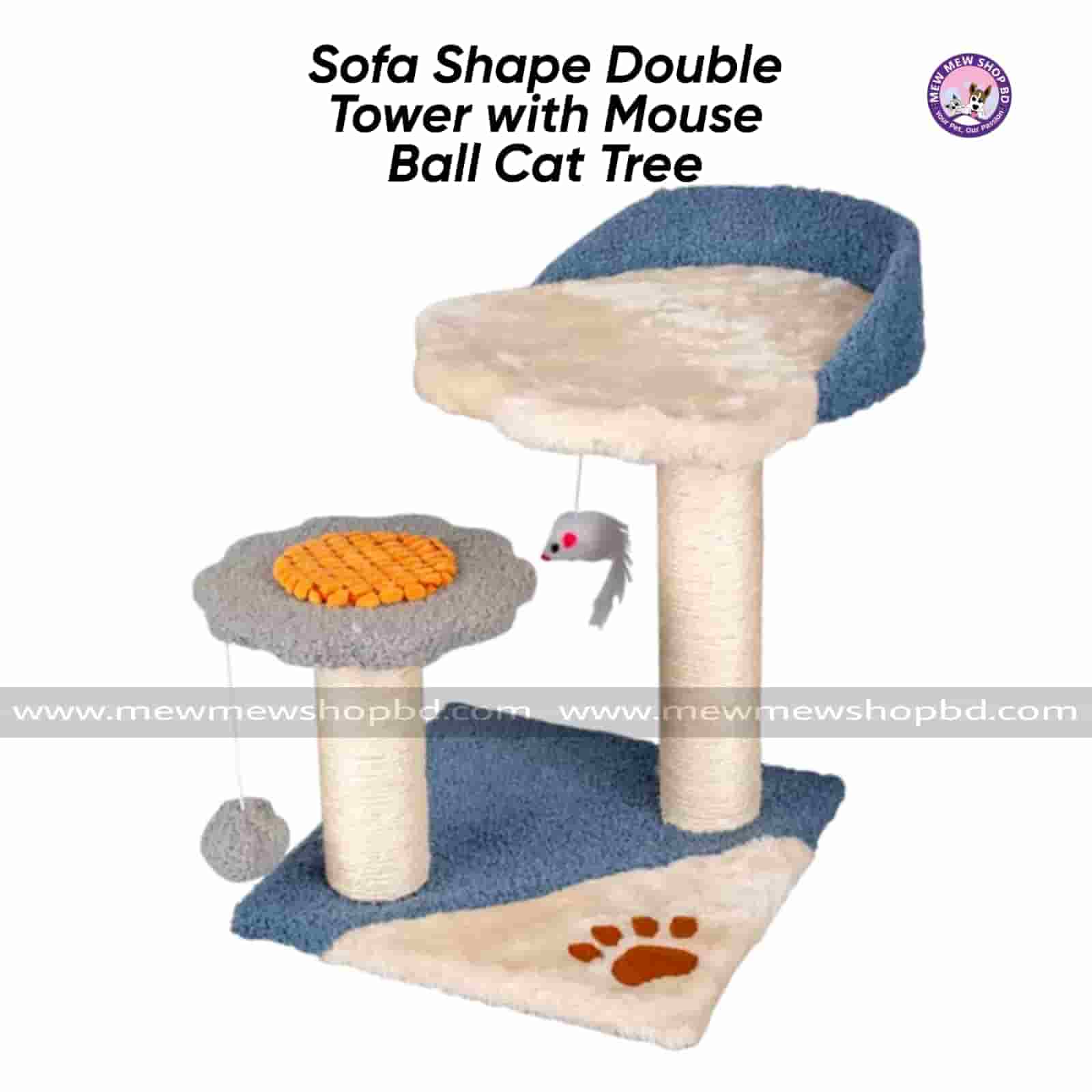 Sofa Shape Double Tower with Mouse Ball Cat Tree (KL221)