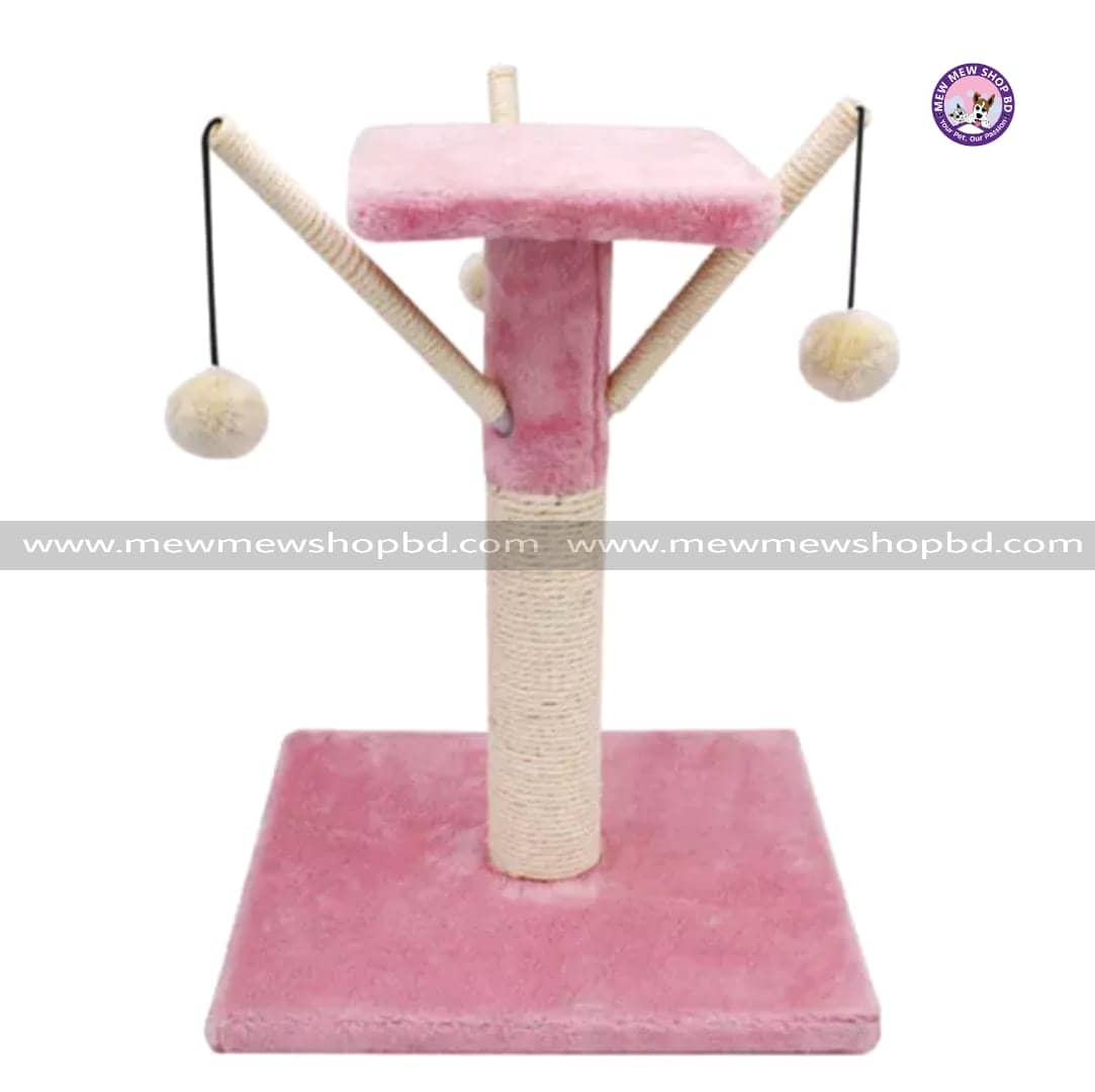 Single Tower Tripple Sided Plush Ball Cat Tree (KL076)