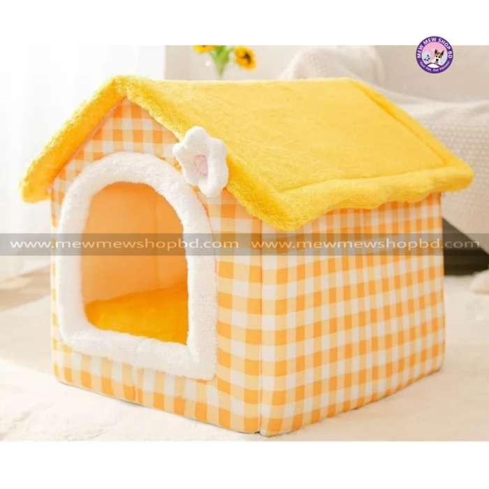 Tent shape Enclosed Warm House Plush Sleeping Bed for Pet Cat