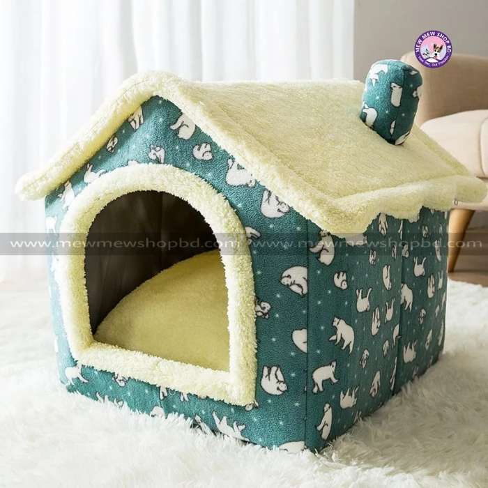 Tent shape Enclosed Warm House Plush Sleeping Bed for Pet Cat