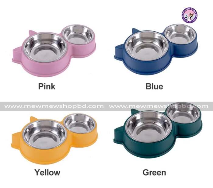 Cat Ear Double Food Bowl for Pet Cat & Puppy