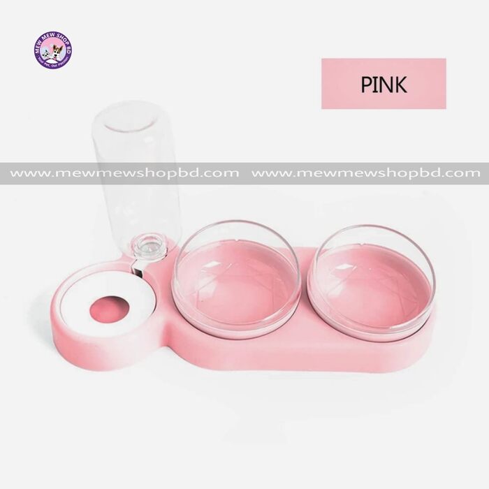 Three Bowl with Dry and Wet Separation Food Bowl for Pet Cat