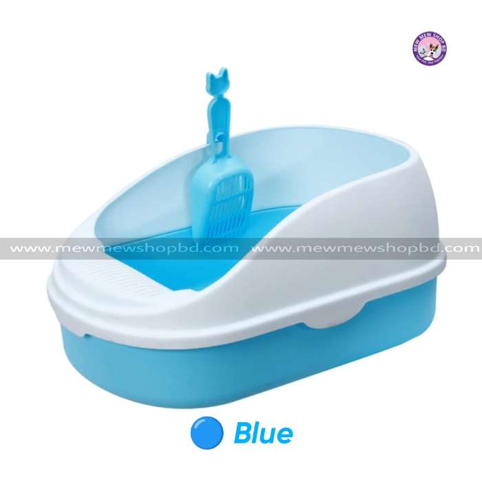 Durable Semi-Enclosed Litter Box for Pet Cat