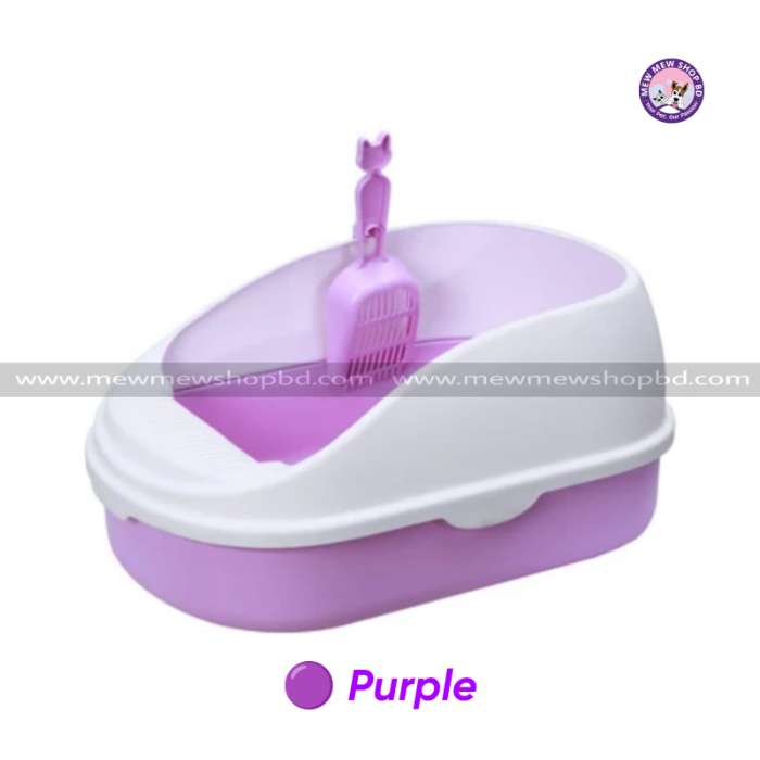 Durable Semi-Enclosed Litter Box for Pet Cat
