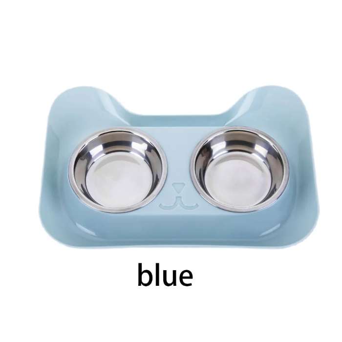 Cute Cat Face Steel Foodbowl with Plastic Base for Pet Cat food Bowl