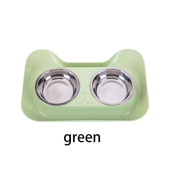 Cute Cat Face Steel Foodbowl with Plastic Base for Pet Cat food Bowl