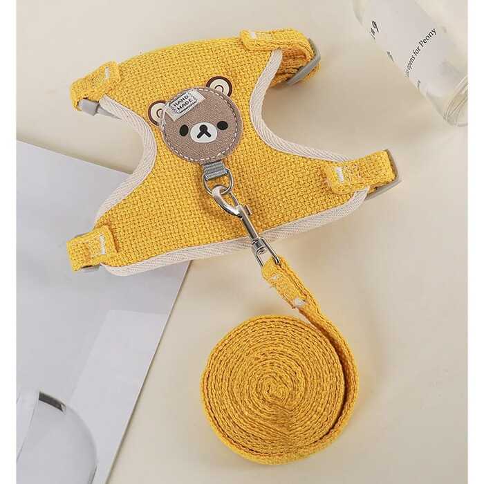 Panda Cartoon Design Vest Harness/ Body Belt with Leash for Pet Cat & Puppy