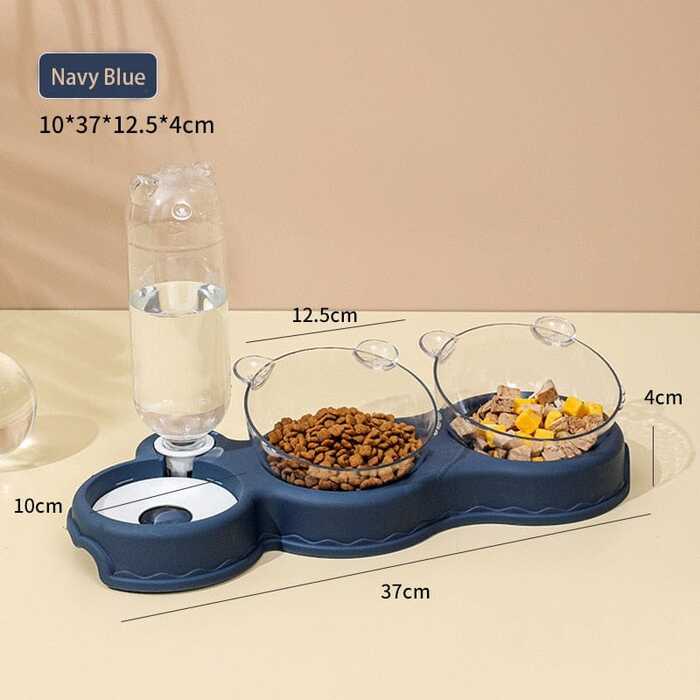 Cat Ear Design Three Bowl with Dry and Wet Separation Food Bowl for Pet Cat