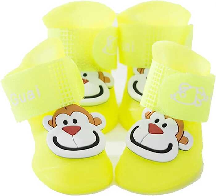 4pcs/Set Cartoon Pets Shoes Non-Slip Silicone Boots for Pet Cats & Puppys