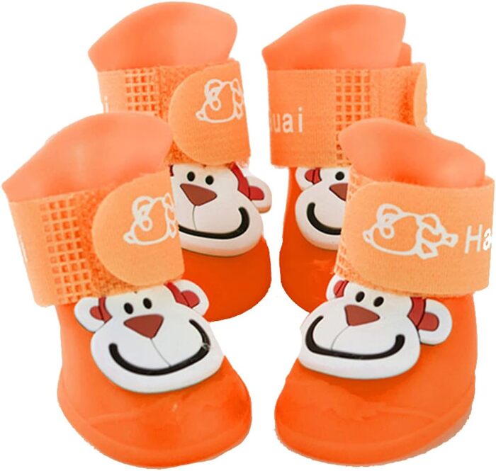 4pcs/Set Cartoon Pets Shoes Non-Slip Silicone Boots for Pet Cats & Puppys