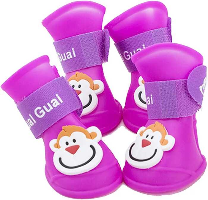 4pcs/Set Cartoon Pets Shoes Non-Slip Silicone Boots for Pet Cats & Puppys