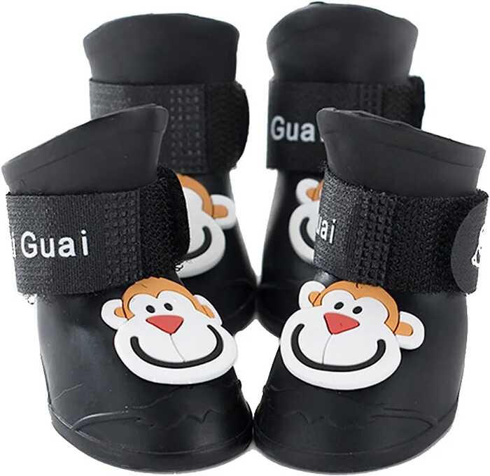 4pcs/Set Cartoon Pets Shoes Non-Slip Silicone Boots for Pet Cats & Puppys