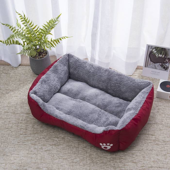 Rectangle Shape Paw Print Pet Bed For Cat and Dog