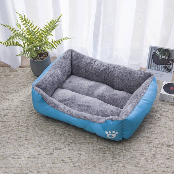 Rectangle Shape Paw Print Pet Bed For Cat and Dog