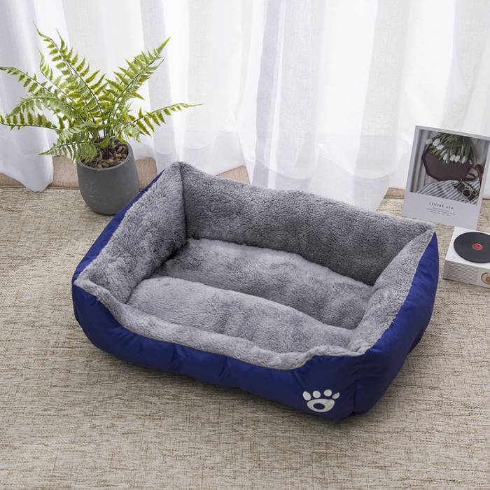 Rectangle Shape Paw Print Pet Bed For Cat and Dog