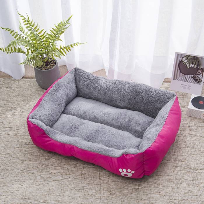 Rectangle Shape Paw Print Pet Bed For Cat and Dog
