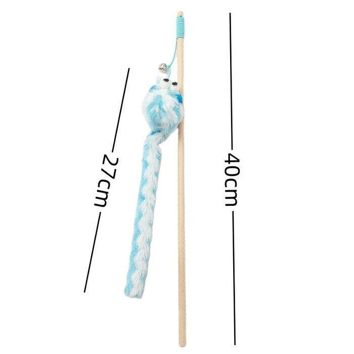 Wooden Long Tail Plush Mouse Teaser Toy for Pet Cat