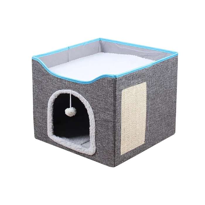 Foldable Pet Cat & Dog Stool House with Scratching Pad