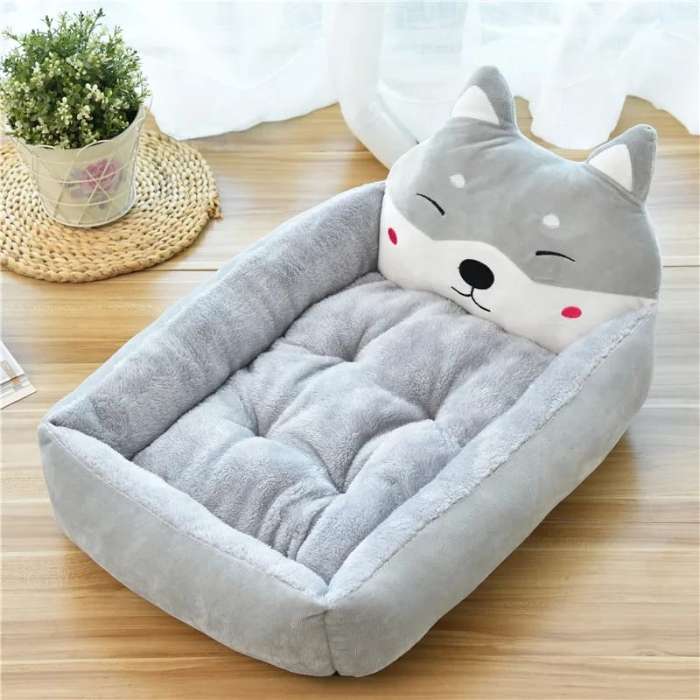 Teddy Cartoon Pet Cat Soft Bed House for Winter Warming