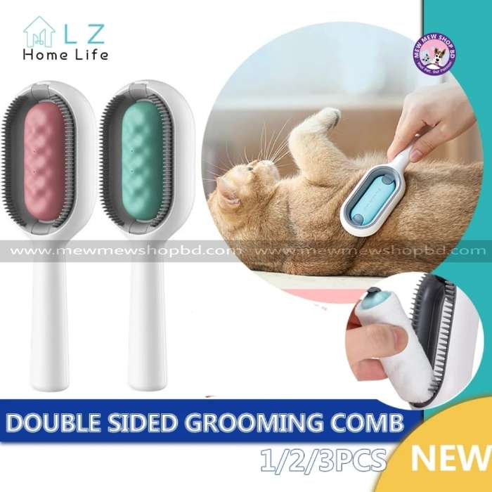 Double Sided Pet Cat & Puppy Grooming Brush with Using Wipes