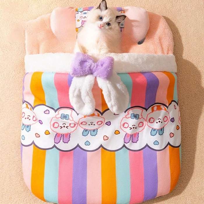Colourful Multipurpose Pet Cat Comfortable Bed with Blanket & Pillow