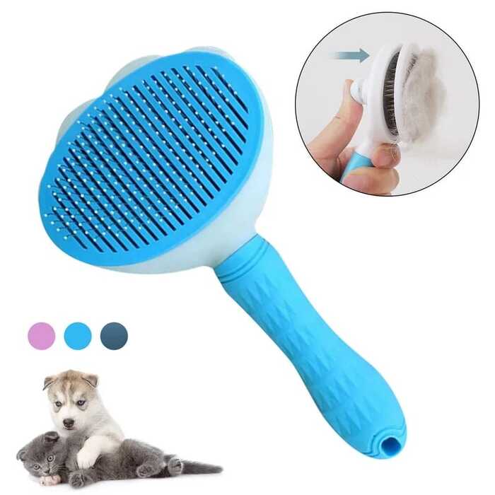 Bioline Sunflower Grooming Brush for Pet Cat & Puppy with Push Button