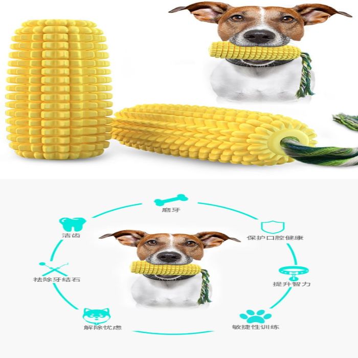 Bump Corn Kernel Chewing Dog Toys Puppy Squeaker Rubber Toothpick Dental Care Cleaning Interactive Toy