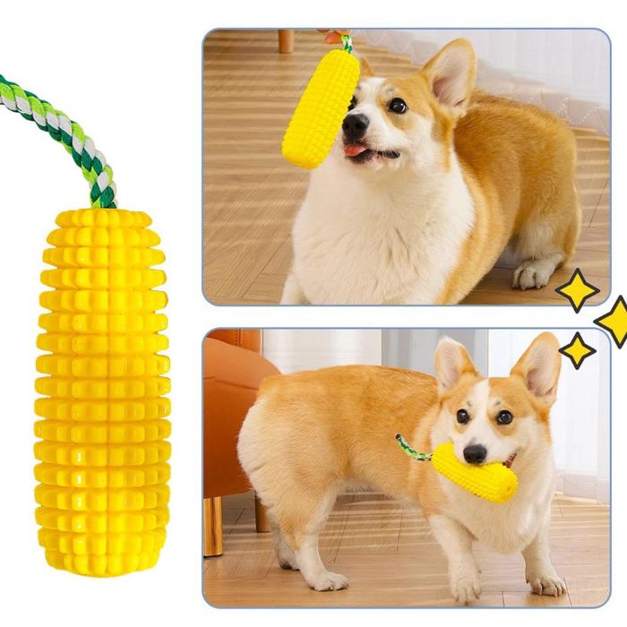 Bump Corn Kernel Chewing Dog Toys Puppy Squeaker Rubber Toothpick Dental Care Cleaning Interactive Toy