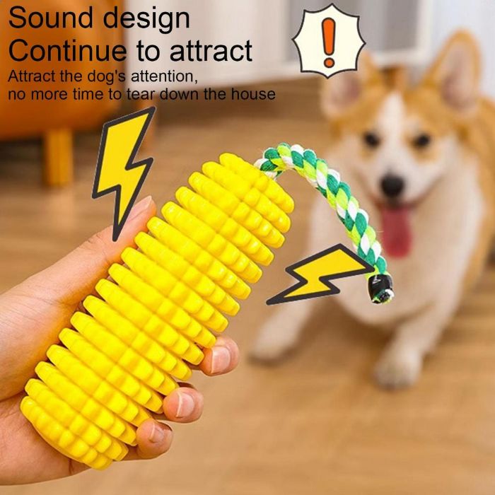 Bump Corn Kernel Chewing Dog Toys Puppy Squeaker Rubber Toothpick Dental Care Cleaning Interactive Toy