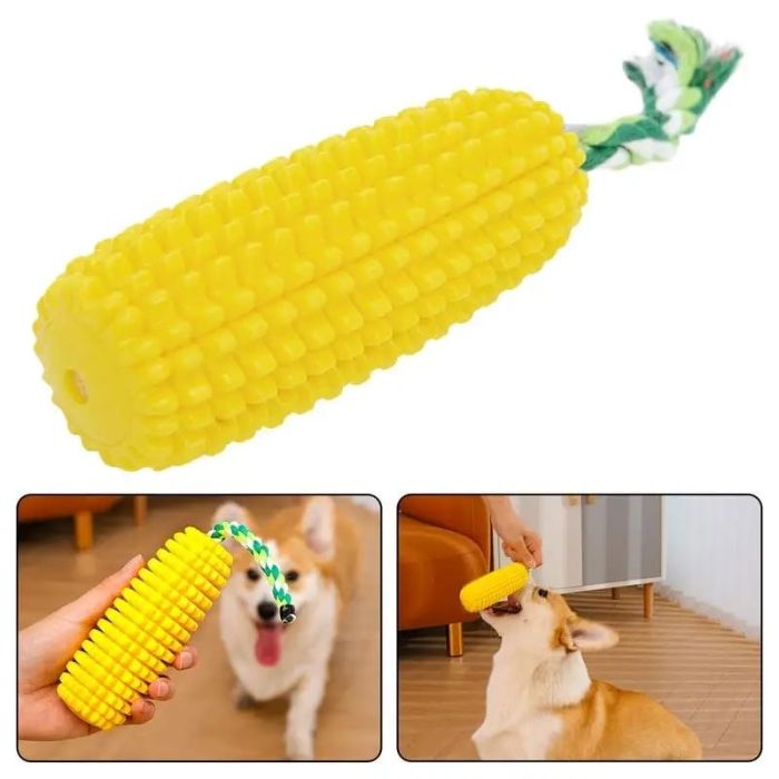 Bump Corn Kernel Chewing Dog Toys Puppy Squeaker Rubber Toothpick Dental Care Cleaning Interactive Toy