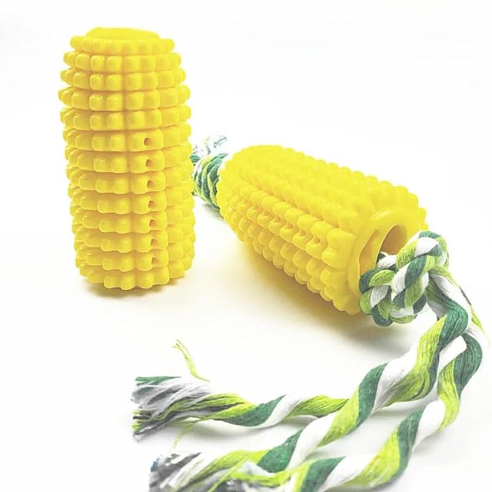 Bump Corn Kernel Chewing Dog Toys Puppy Squeaker Rubber Toothpick Dental Care Cleaning Interactive Toy