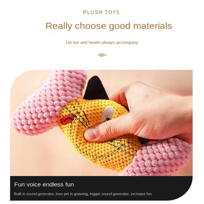 Cat Face Bone Plush Dog Chew Toys for Pets