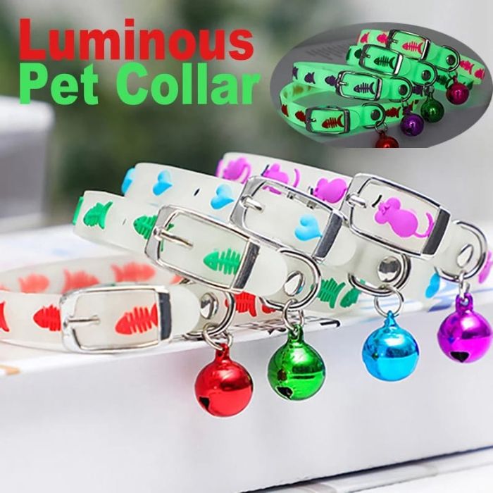 Fish Printed Round Bell Radium Collar for Pet Cat & Puppy