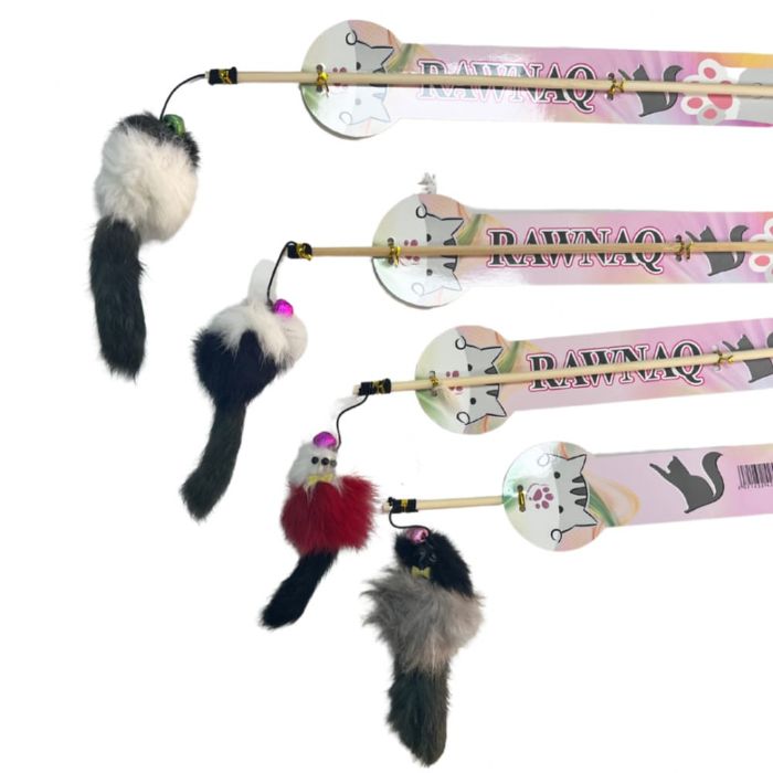 Long Tail Wooden Colourful Fox Teaser for Pet Cat