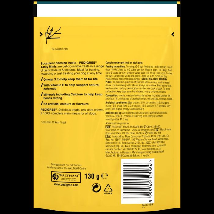 Pedigree Tasty Minis Chicken & Duck Flavours 130g