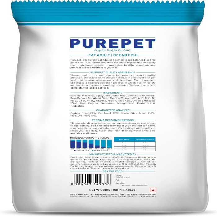 Purepet Adult Dry Cat Food in Ocean Fish 20kg