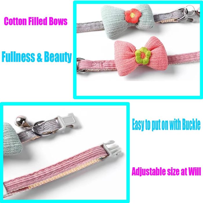 Random Coloured  Floral Printed Adjustable Bow Collar for Pet Cat