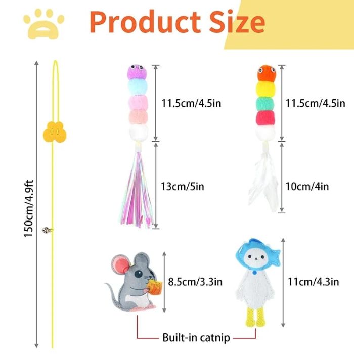 Cat Toys Interactive Caterpillar Toy Retractable Hanging Door Type for Indoor Door