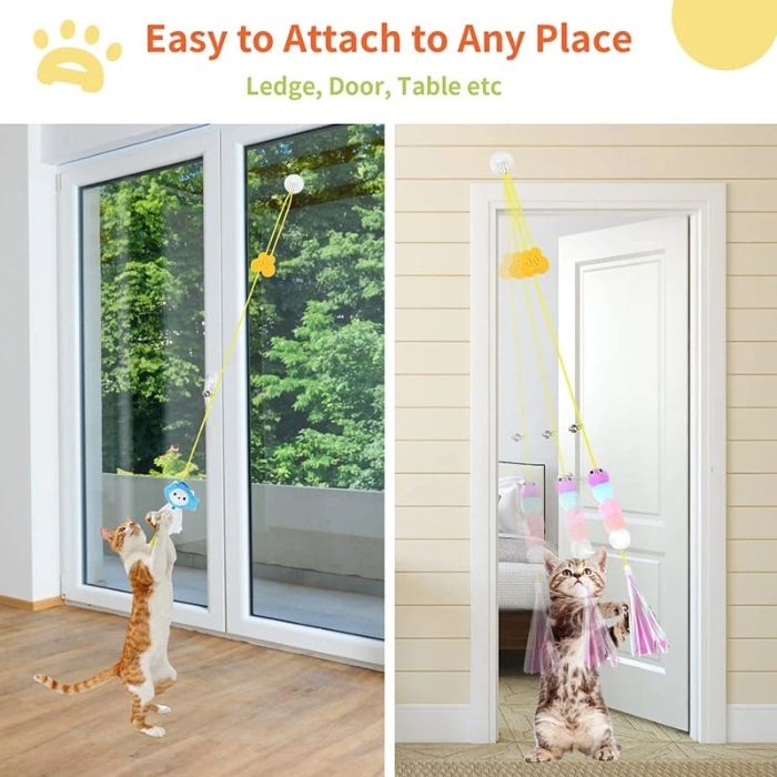 Cat Toys Interactive Caterpillar Toy Retractable Hanging Door Type for Indoor Door