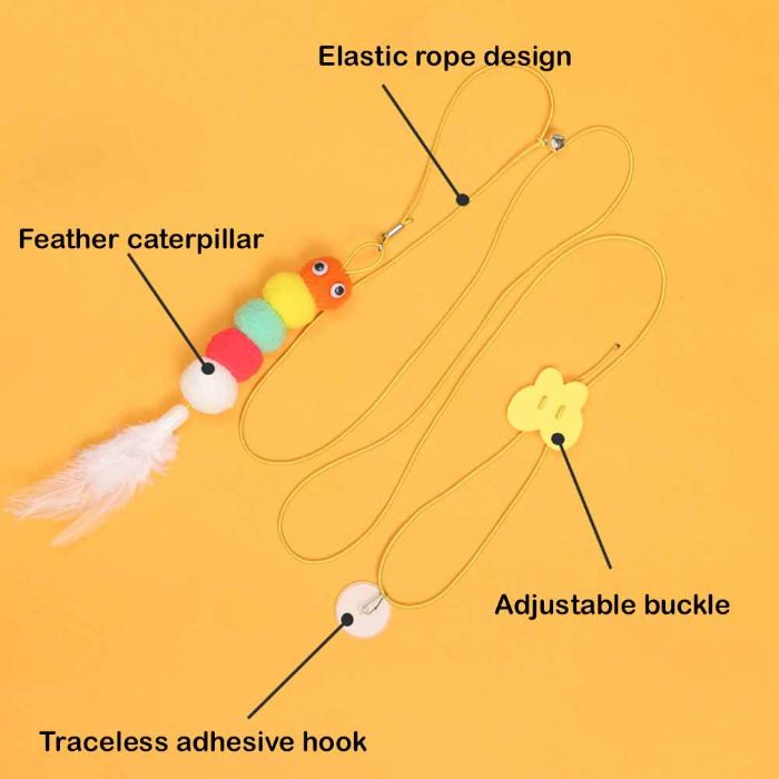 Cat Toys Interactive Caterpillar Toy Retractable Hanging Door Type for Indoor Door