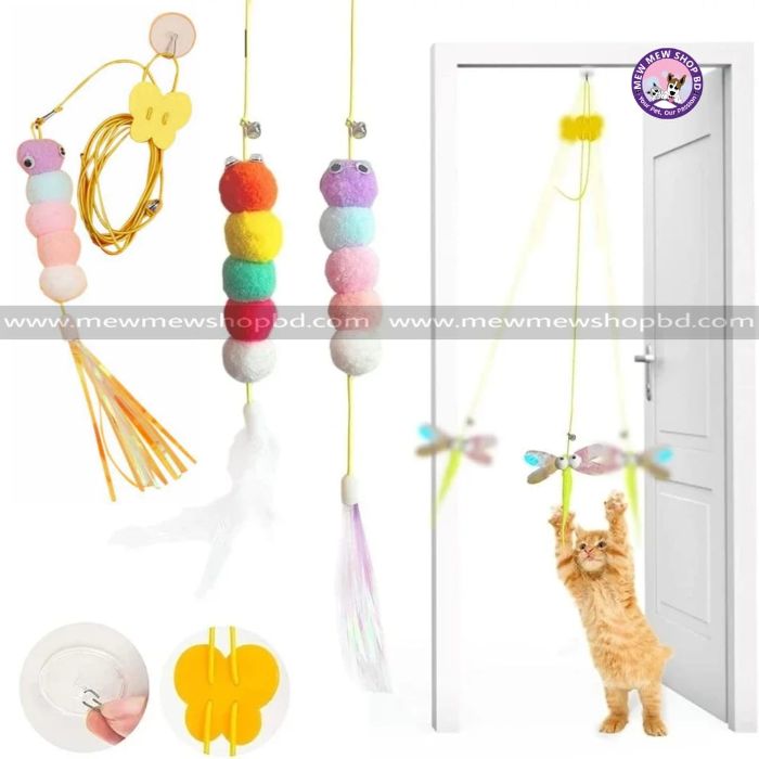 Cat Toys Interactive Caterpillar Toy Retractable Hanging Door Type for Indoor Door