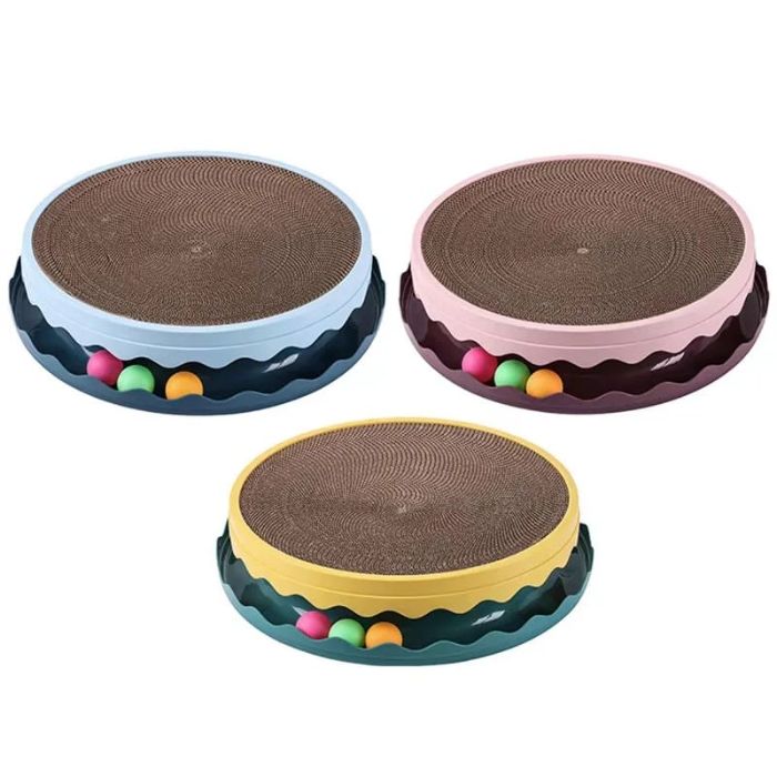 Round Shape Super Premium Pet Cat Scratcher Board for Scratching with Balls