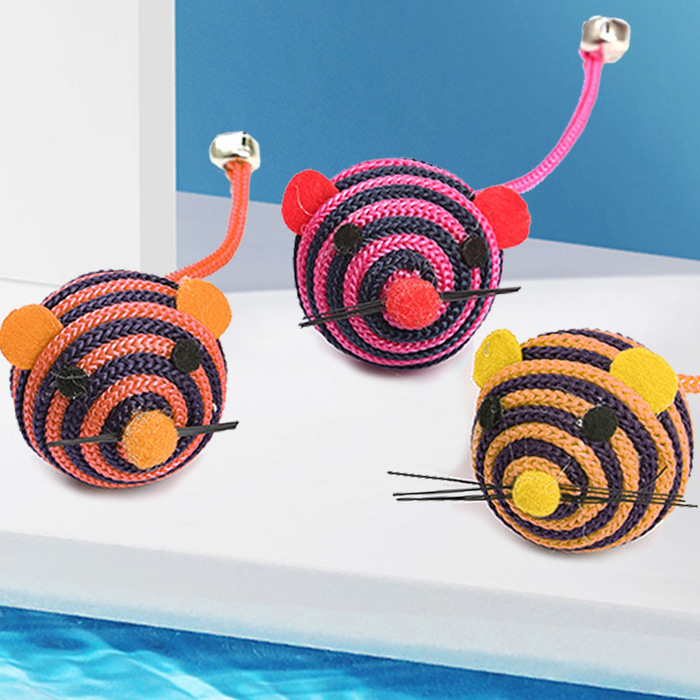 Pet Cat Durable Winding Round Mouse Toy with Bell