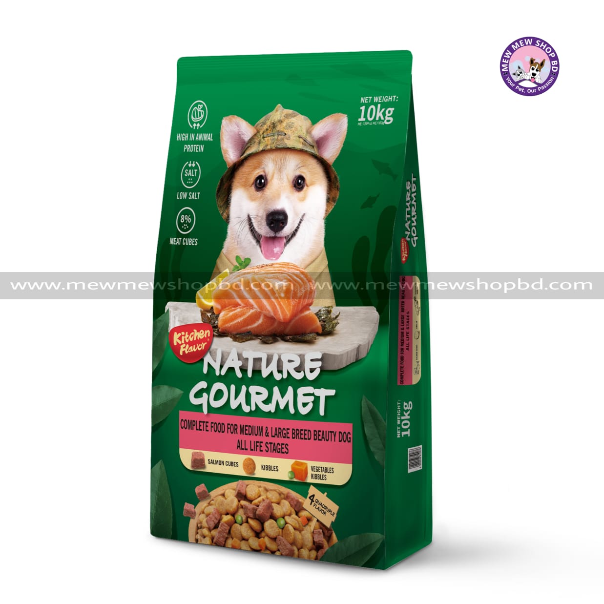 KitchenFlavor Nature Gourmet Salmon Complete Dog Food for Small Breed Beauty 10 kg