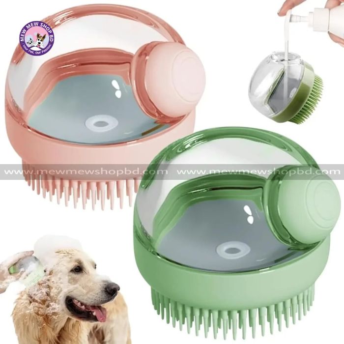 Pet Bath Brush with Soap and Shampoo Dispenser Leak-proof Silicone Brush for Cats & Dogs